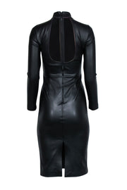 Current Boutique-Alice & Olivia - Black Faux Leather Mock Neck Open Back Dress Sz 2