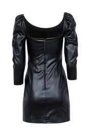 Current Boutique-Alice & Olivia - Black Faux Leather Square Neck Mini Dress Sz 4