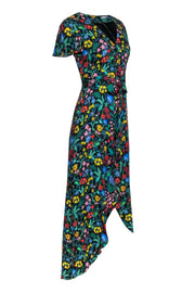 Current Boutique-Alice & Olivia - Black & Multi Color Floral Print Hi-Low Wrap Dress Sz 2