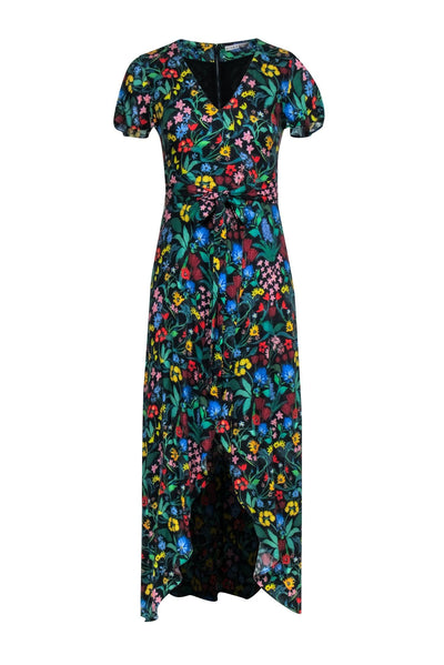 Current Boutique-Alice & Olivia - Black & Multi Color Floral Print Hi-Low Wrap Dress Sz 2