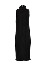 Current Boutique-Alice & Olivia - Black Pleated Ruffled Mock Neckline Dress Sz 4