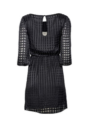 Current Boutique-Alice & Olivia - Black Silk Blend Semi-Sheer Windowpane Dress Sz XS