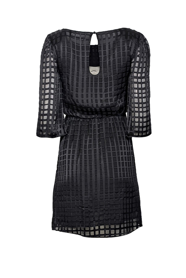 Current Boutique-Alice & Olivia - Black Silk Blend Semi-Sheer Windowpane Dress Sz XS