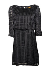 Current Boutique-Alice & Olivia - Black Silk Blend Semi-Sheer Windowpane Dress Sz XS