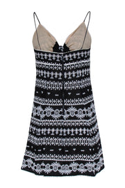 Current Boutique-Alice & Olivia - Black & White Embroidered Tie-Front "Roe" Dress Sz 6
