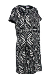 Current Boutique-Alice & Olivia - Black, White & Gold Short Sleeve Geometric Print Dress Sz 10