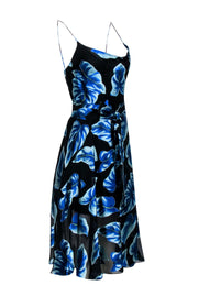 Current Boutique-Alice & Olivia - Black w/ Blue Leaf Print Wrap Bottom Dress Sz 2