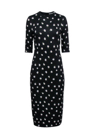 Current Boutique-Alice & Olivia - Black w/ Daisy Print Cropped Sleeve Dress Sz 10