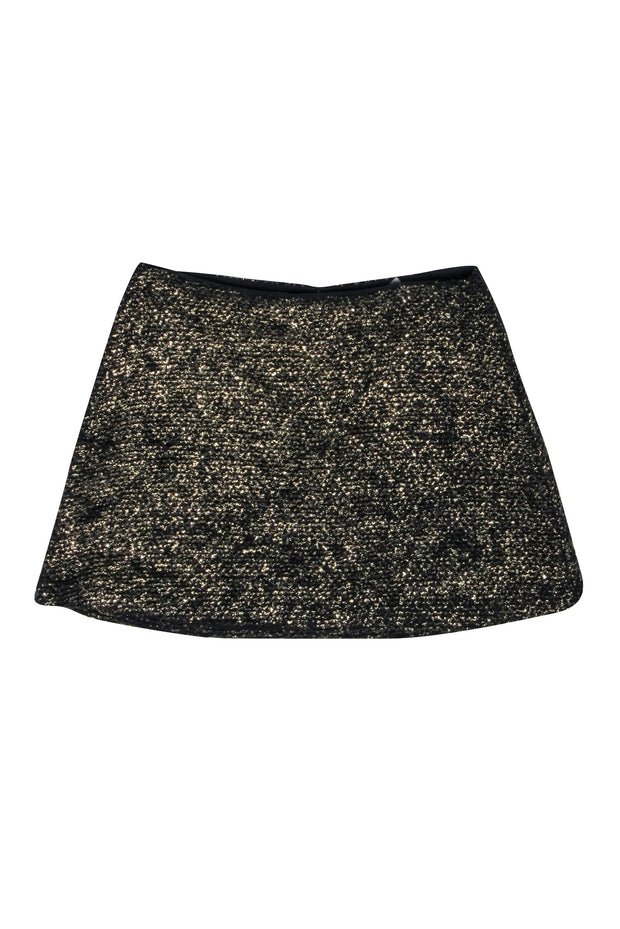 Current Boutique-Alice & Olivia - Black w/ Metallic Gold Textured Skirt Sz 0