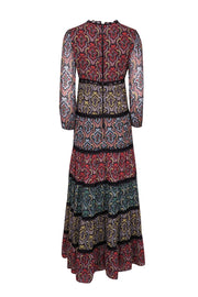 Current Boutique-Alice & Olivia - Black w/ Multicolor Paisley Print Tiered Maxi Dress Sz 2