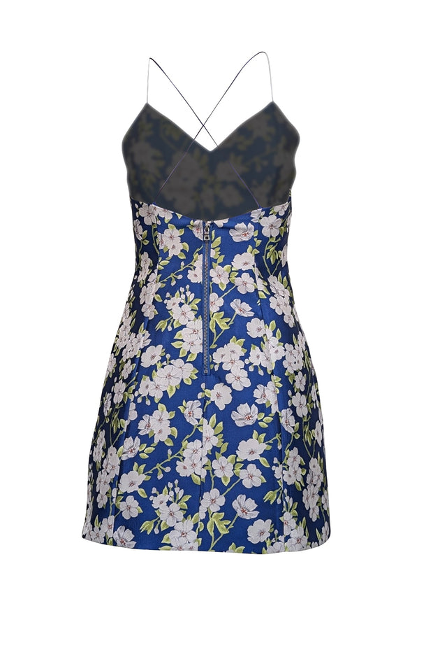 Current Boutique-Alice & Olivia - Blue, Green, & White Floral Jacquard Mini Dress Sz 2