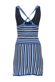 Current Boutique-Alice & Olivia - Blue, Navy & Metallic Beige Knit Mini Dress Sz M