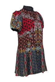 Current Boutique-Alice & Olivia - Blue, Red, & Yellow Paisley Print Mini Dress Sz 4