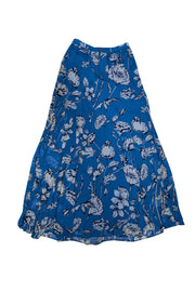 Current Boutique-Alice & Olivia - Blue w/ White & Navy Floral Print Chiffon Maxi Skirt Sz 2