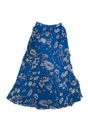 Current Boutique-Alice & Olivia - Blue w/ White & Navy Floral Print Chiffon Maxi Skirt Sz 2