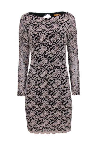 Current Boutique-Alice & Olivia - Blush Embroidery On Black Cocktail Dress Sz 6