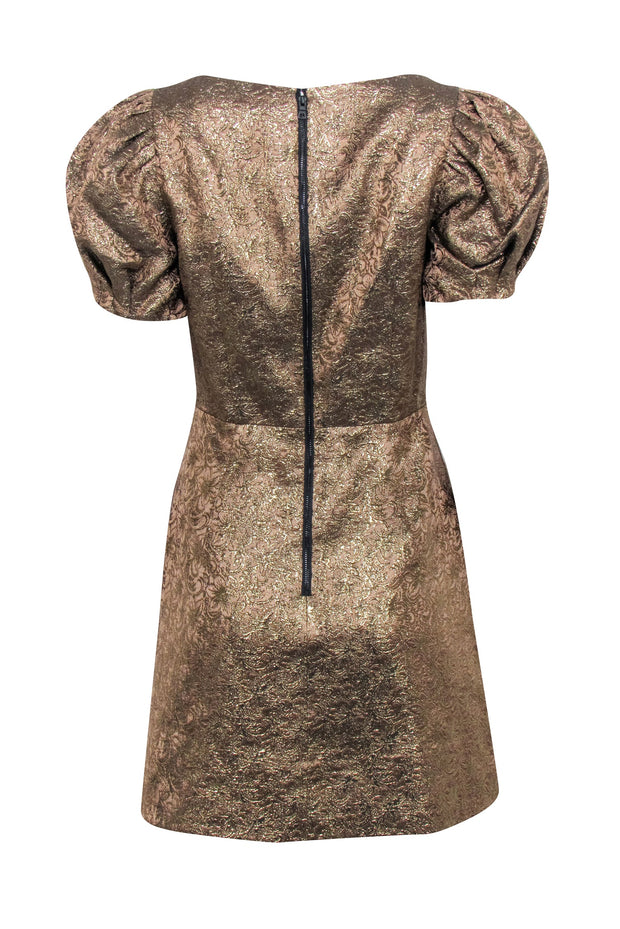 Current Boutique-Alice & Olivia - Bronze Metallic Brocade A-Line Mini Dress Sz 8