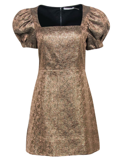 Current Boutique-Alice & Olivia - Bronze Metallic Brocade A-Line Mini Dress Sz 8