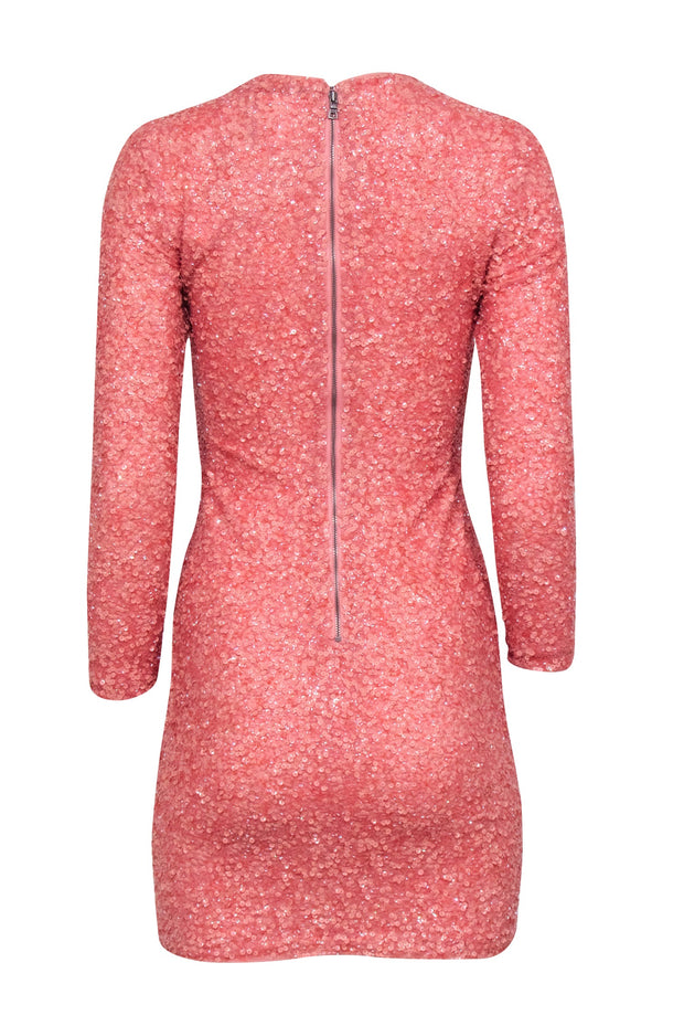 Current Boutique-Alice & Olivia - Coral Pink Sequin Long Sleeve "Delora" Dress Sz 2