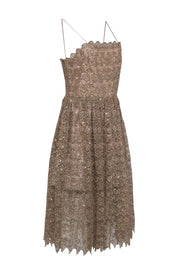 Current Boutique-Alice & Olivia - Gold Shimmer Lace Sleeveless Dress Sz 10
