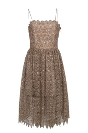 Current Boutique-Alice & Olivia - Gold Shimmer Lace Sleeveless Dress Sz 10