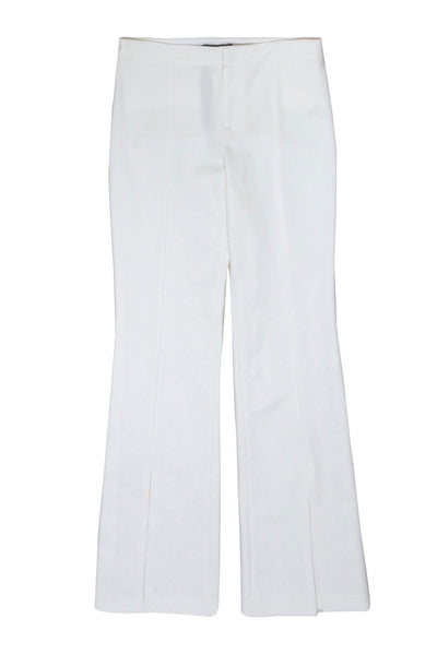 Current Boutique-Alice & Olivia - Ivory High Waist Flare Trousers w/ Front Calf Slit Sz 6