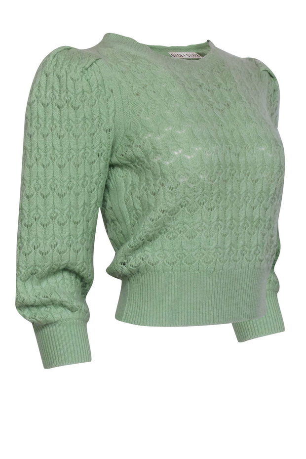 Current Boutique-Alice & Olivia - Light Green Cashmere Blend Knit Sweater Sz XS