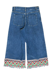 Current Boutique-Alice & Olivia - Medium Wash Cropped Jeans w/ Pom Pom Trim Sz 27