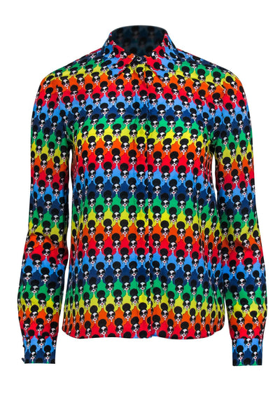 Current Boutique-Alice & Olivia - Multi Color Rainbow Print Button Down Shirt Sz XS