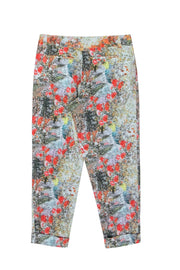 Current Boutique-Alice & Olivia - Multi-Colored Abstract Floral Print Trousers Sz 4
