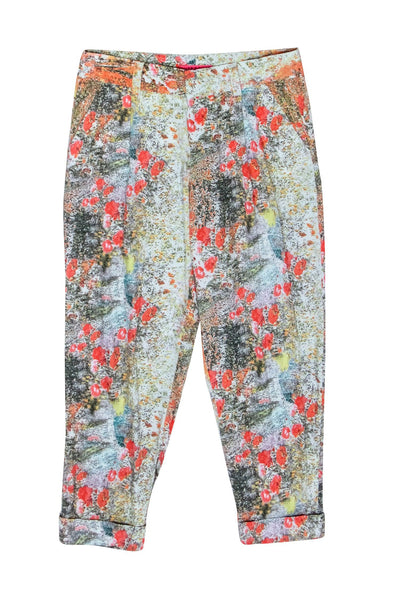 Current Boutique-Alice & Olivia - Multi-Colored Abstract Floral Print Trousers Sz 4