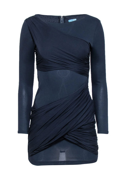 Current Boutique-Alice & Olivia - Navy Ruched Draped Bodycon Dress Sz S