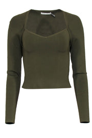 Current Boutique-Alice & Olivia - Olive Green Knit Long Sleeve Top Sz M