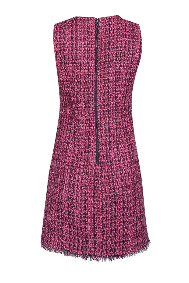 Current Boutique-Alice & Olivia - Pink & Black Tweed Sheath Dress w/ Frayed Hem Sz 6