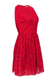 Current Boutique-Alice & Olivia - Red Lace Sleeveless Fit & Flare Dress Sz S