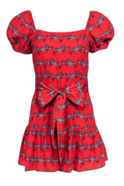 Current Boutique-Alice & Olivia - Red Zebra Print Puff Sleeve Mini Dress Sz 2