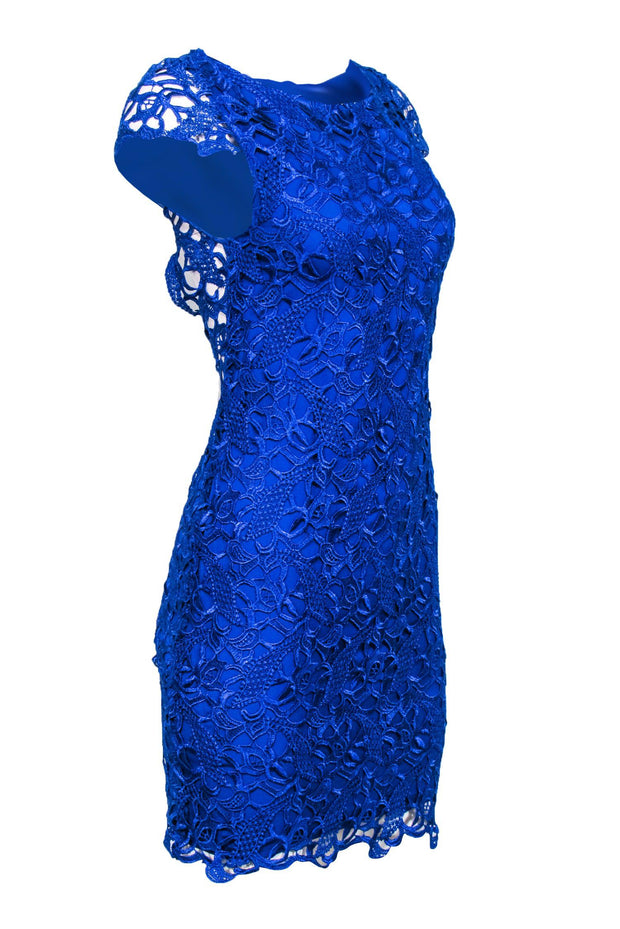 Current Boutique-Alice & Olivia - Royal Blue Lace Key Hole Back Cap Sleeve Dress Sz 4