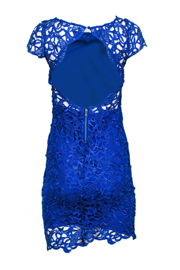 Current Boutique-Alice & Olivia - Royal Blue Lace Key Hole Back Cap Sleeve Dress Sz 4
