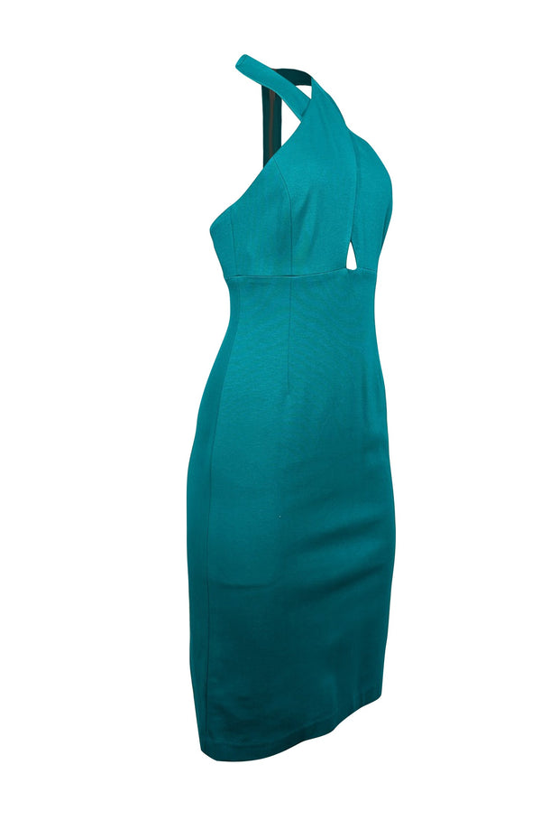 Current Boutique-Alice & Olivia - Teal Cross Front Midi Dress Sz 6