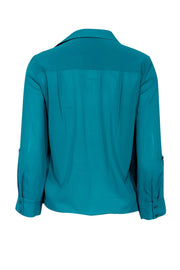 Current Boutique-Alice & Olivia - Teal Long Sleeve Collared Top Sz XS