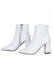 Current Boutique-Alice & Olivia - White Faux Croc Textured Short Boots Sz 5
