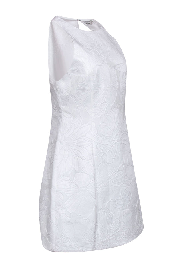 Current Boutique-Alice & Olivia - White Floral Embossed Brocade Sleeveless Dress Sz 10