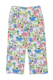 Current Boutique-Alice & Olivia - White w/ Multi Color Floral Print Pants Sz 10