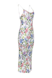 Current Boutique-Alice & Olivia - White w/ Multicolor Floral Print Cowl Neck Midi Dress Sz 6