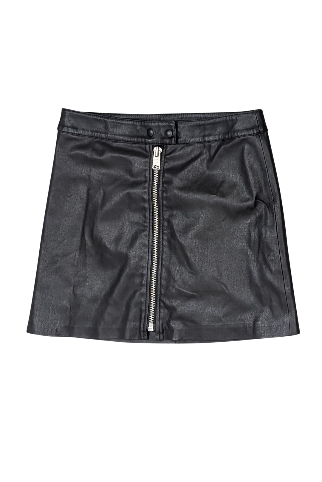 Online black faux leather zippered mini skirt - 2