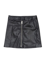 Current Boutique-All Saints - Black Faux Leather Zip Front Skirt Sz 2