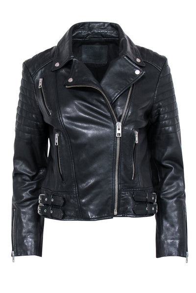 Current Boutique-All Saints - Black Leather Moto Jacket Sz 6