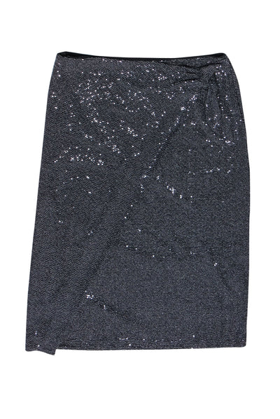 Current Boutique-All Saints - Black w/ Silver Sparkle Wrap Skirt Sz 10