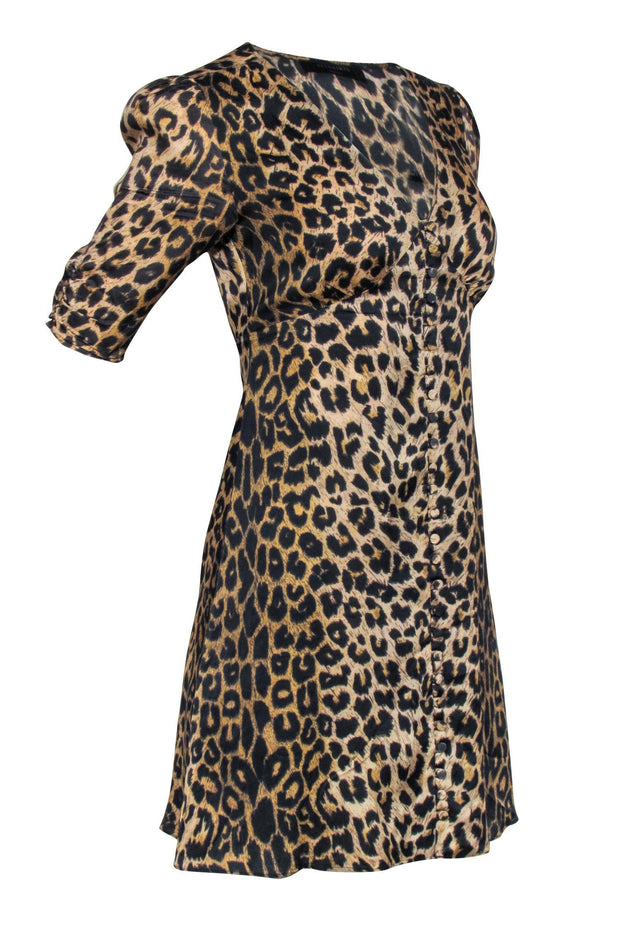 Current Boutique-All Saints - Briwn & Black Leopard Print Short Sleeve Mini Dress Sz S