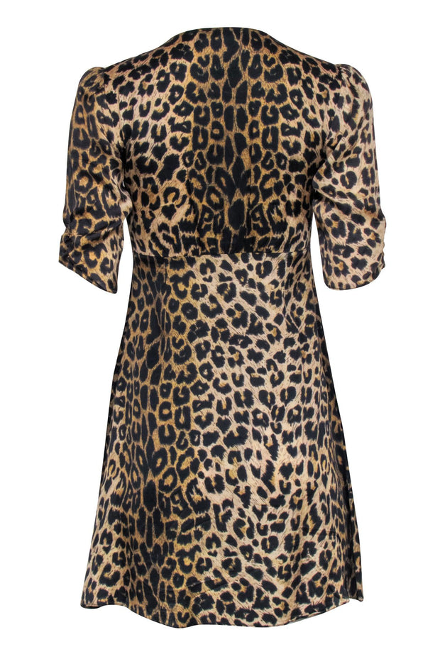 Current Boutique-All Saints - Briwn & Black Leopard Print Short Sleeve Mini Dress Sz S